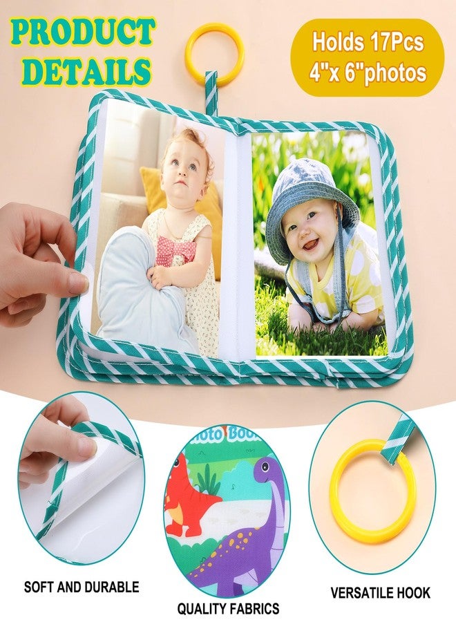 Reallnaive Baby Photo Album Holds 17 4x6 Pictures My First Soft Cloth Family Photo Book with Name Tag Stickers Fabric Kid Memory Keepsake Gift for Newborn Toddler Boy Girl Baby Shower(Green Dino) - Image 3